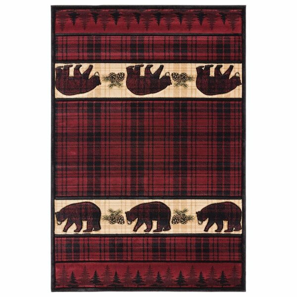 United Weavers Of America Cottage Bear Stone Burgundy Area Rectangle Rug 2 ft. 7 in. x 4 ft. 2 in. 2055 40834 35C